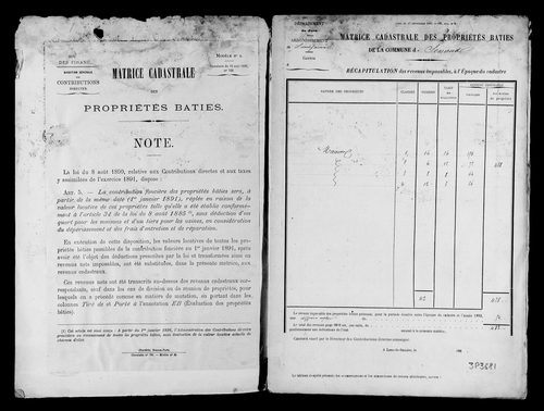 Matrice des propriétés bâties.