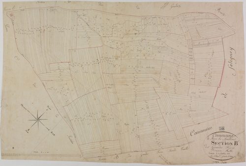 Serre-les-Moulières, section B, les Grandes Fosses, feuille 1.