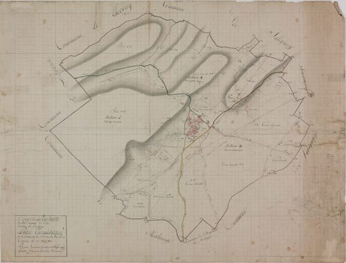 Serre-les-Moulières, à l'encre, par Grenot, 85 cm x 64 cm.