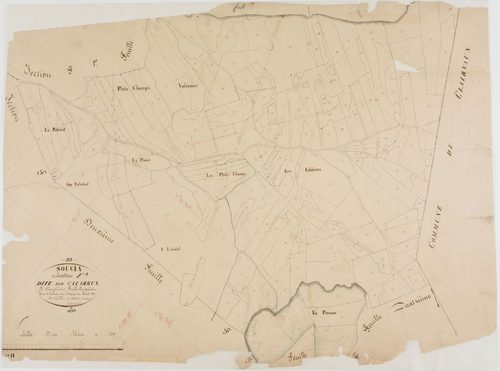 Soucia, section F, les Calabrux, feuille 5.géomètre : Dussauget