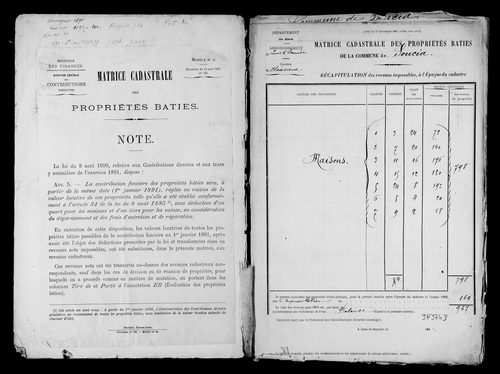Matrice des propriétés bâties.