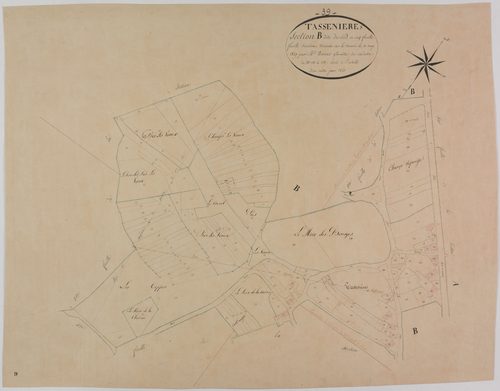 Tassenières, section B, le Sud, feuille 3.