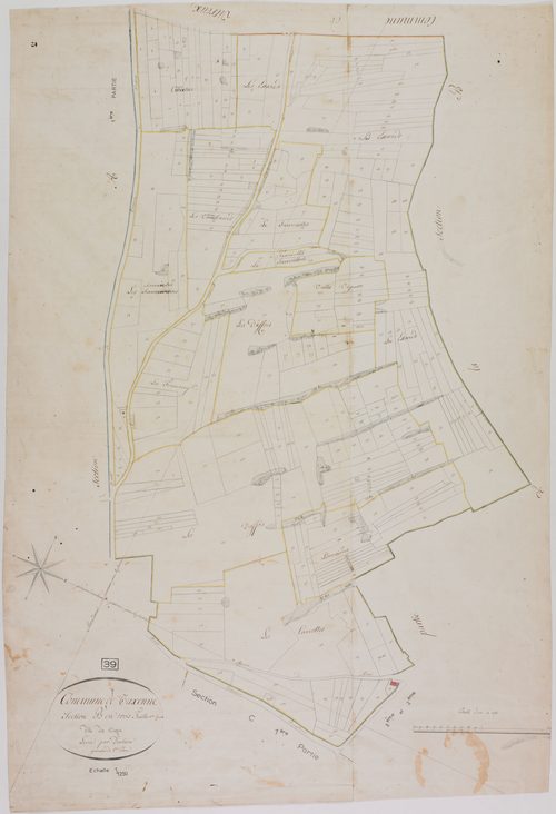 Taxenne, section B, les Vignes, feuille 1.géomètre : Duchesne