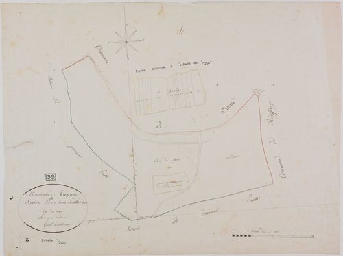 Taxenne, section B, les Vignes, feuille 3.géomètre : Duchesne