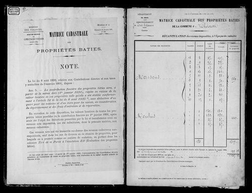 Matrice des propriétés bâties.