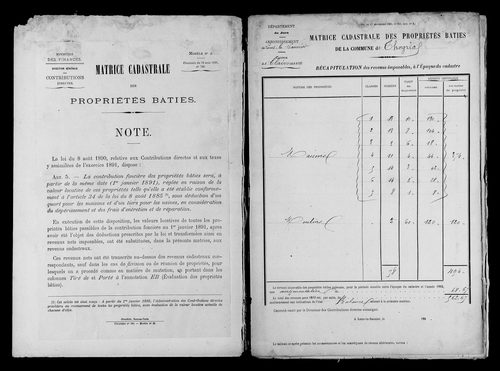 Matrice des propriétés bâties.