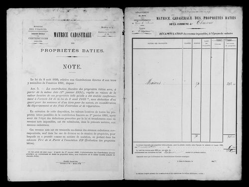 Matrice des propriétés bâties.