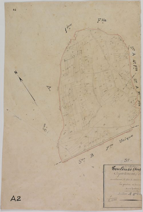 Toulouse, section A, feuille 2.