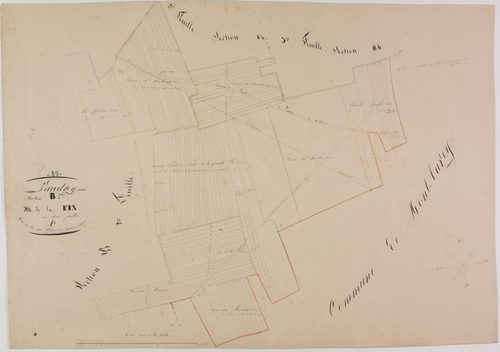 Vaudrey, section B, la Fin, feuille 1.