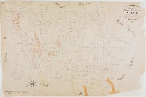 Véria, section C, le Village, feuille 5.géomètre : Mathieu ; échelle : 1/1250 ; dimension : 66,5 X 101 cm.