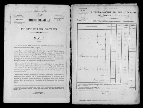 Matrice des propriétés bâties.