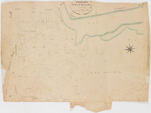 Vescles, section E, le Village, feuille 2, 1ère partie.géomètre : Bénier