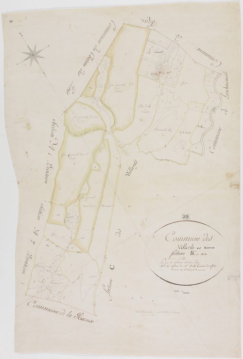 Villard-sur-Bienne, section B, les Essards, feuille unique.géomètre : Poux