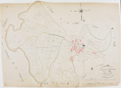 Villechantria, section A, le Village, feuille 2.géomètre : Félix aîné et Félix cadet