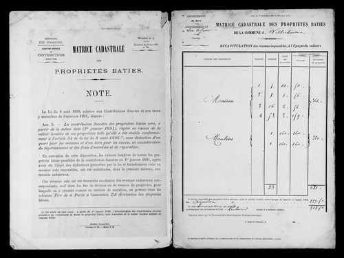 Matrice des propriétés bâties.