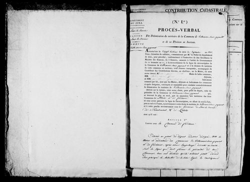 Etat de sections, matrice foncière et procès-verbal de délimitation du territoire.