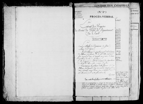 Etat de sections, matrice foncière et procès-verbal de délimitation du territoire.