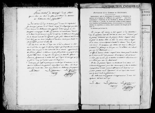 Etat de sections, matrice foncière et procès-verbal de délimitation du territoire.