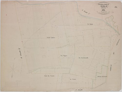 Villers-Farlay, section B, la Fin, feuille 1.