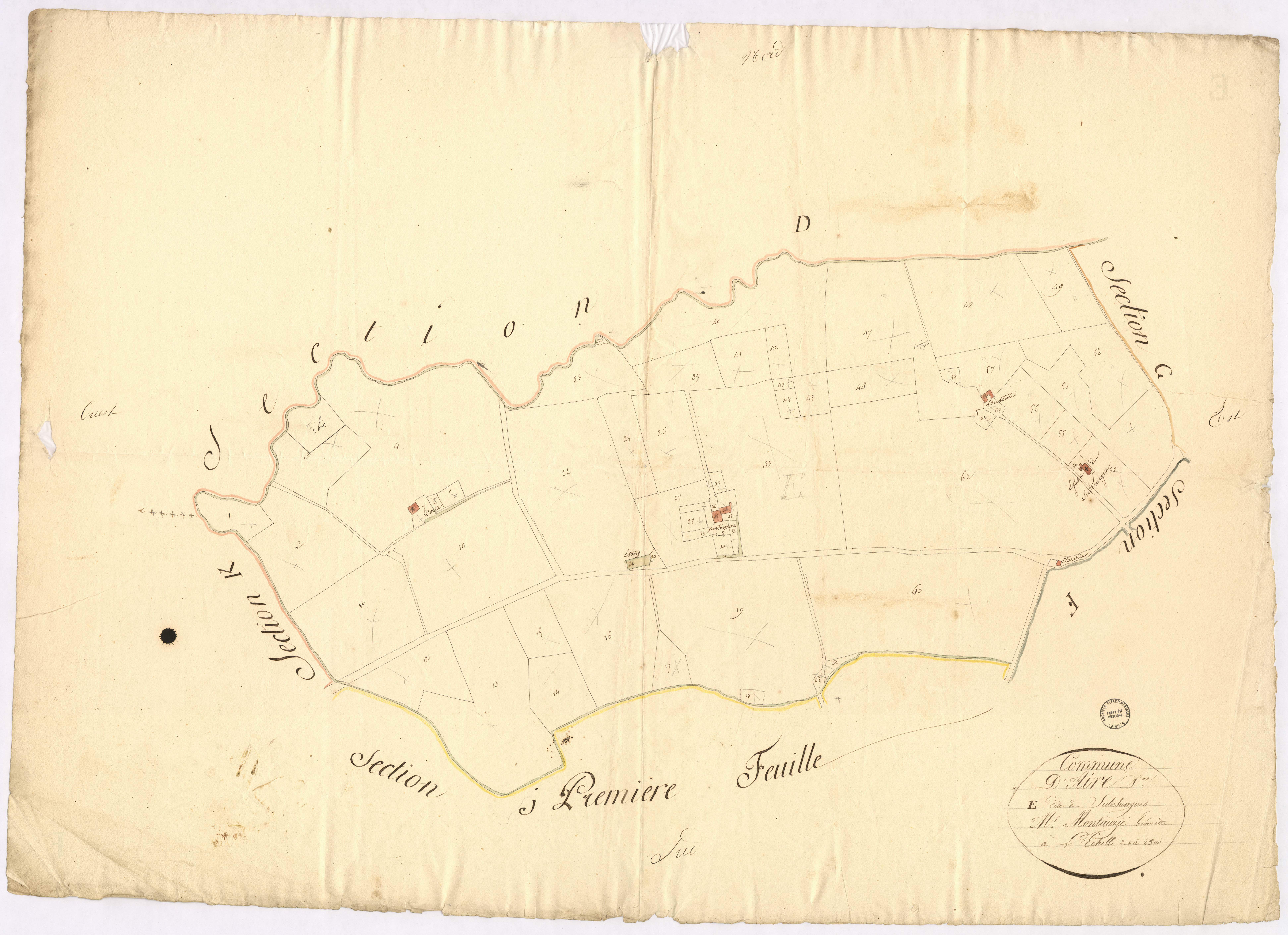 Aire-sur-l'Adour - Section E, dite de Subehargues, par Montauzié géomètre