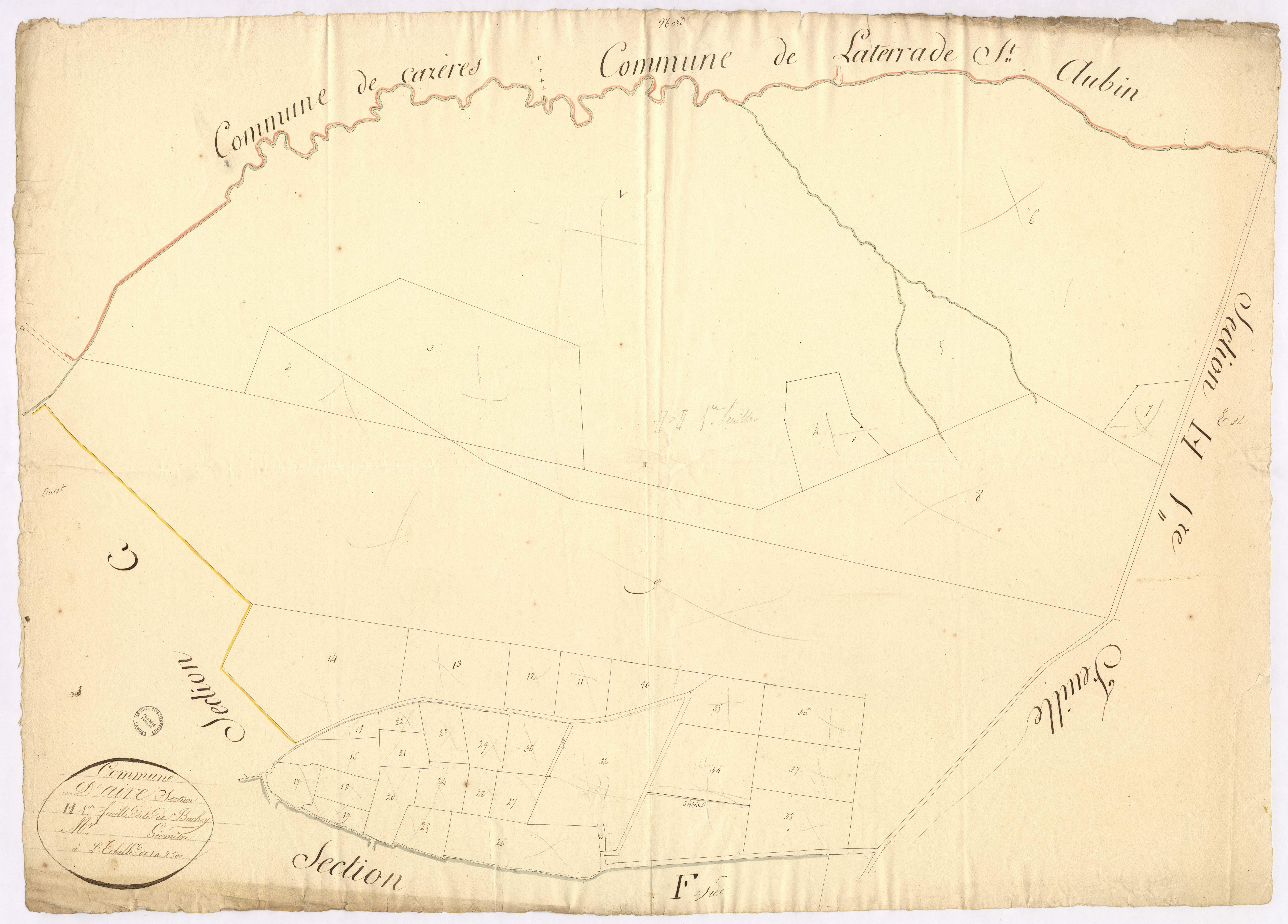 Aire-sur-l'Adour - Section H, dite de Bachey, 1re feuille, par Montauzié géomètre