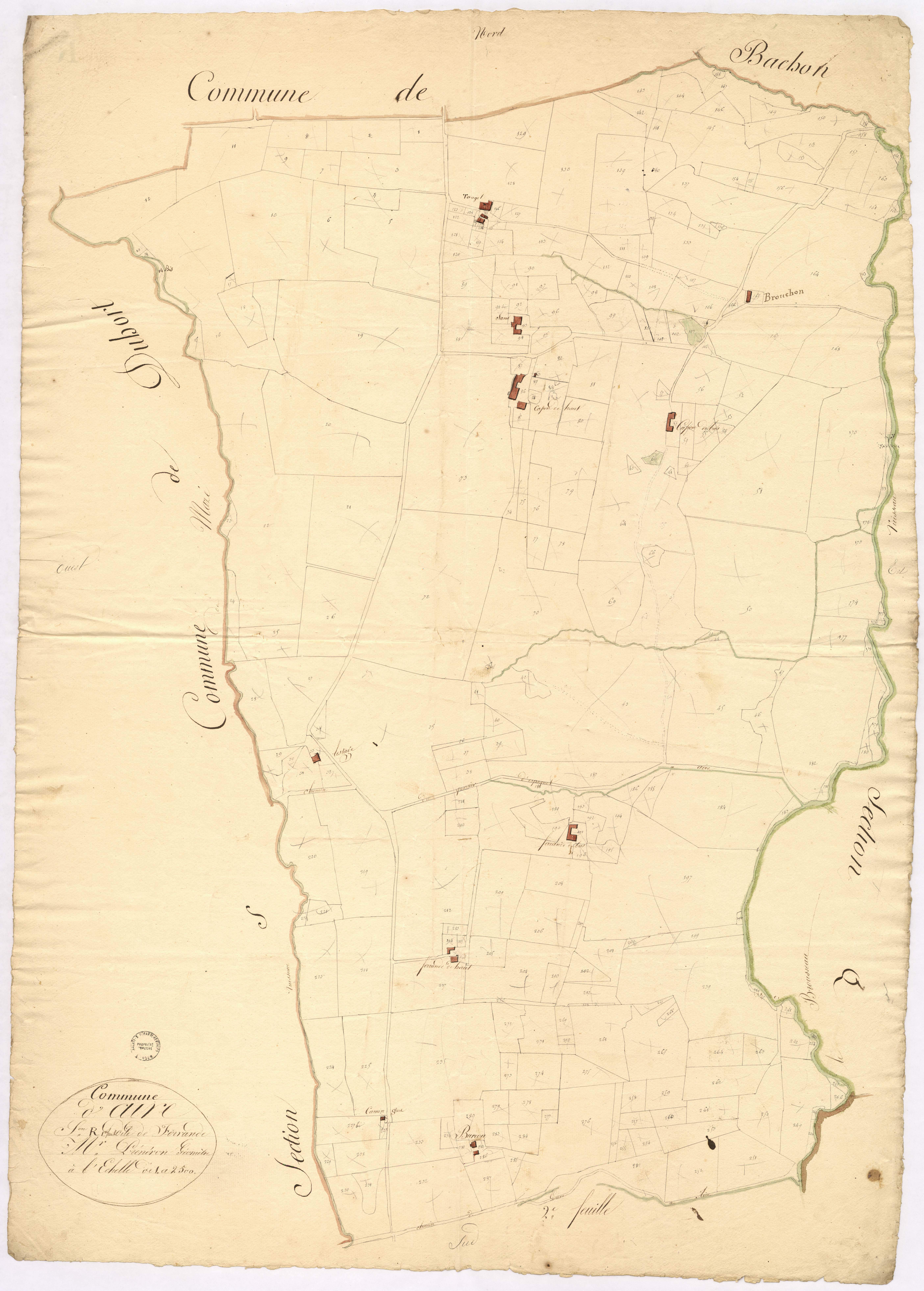 Aire-sur-l'Adour - Section R, dite de Ferrande, 1re feuille, par Préneron géomètre