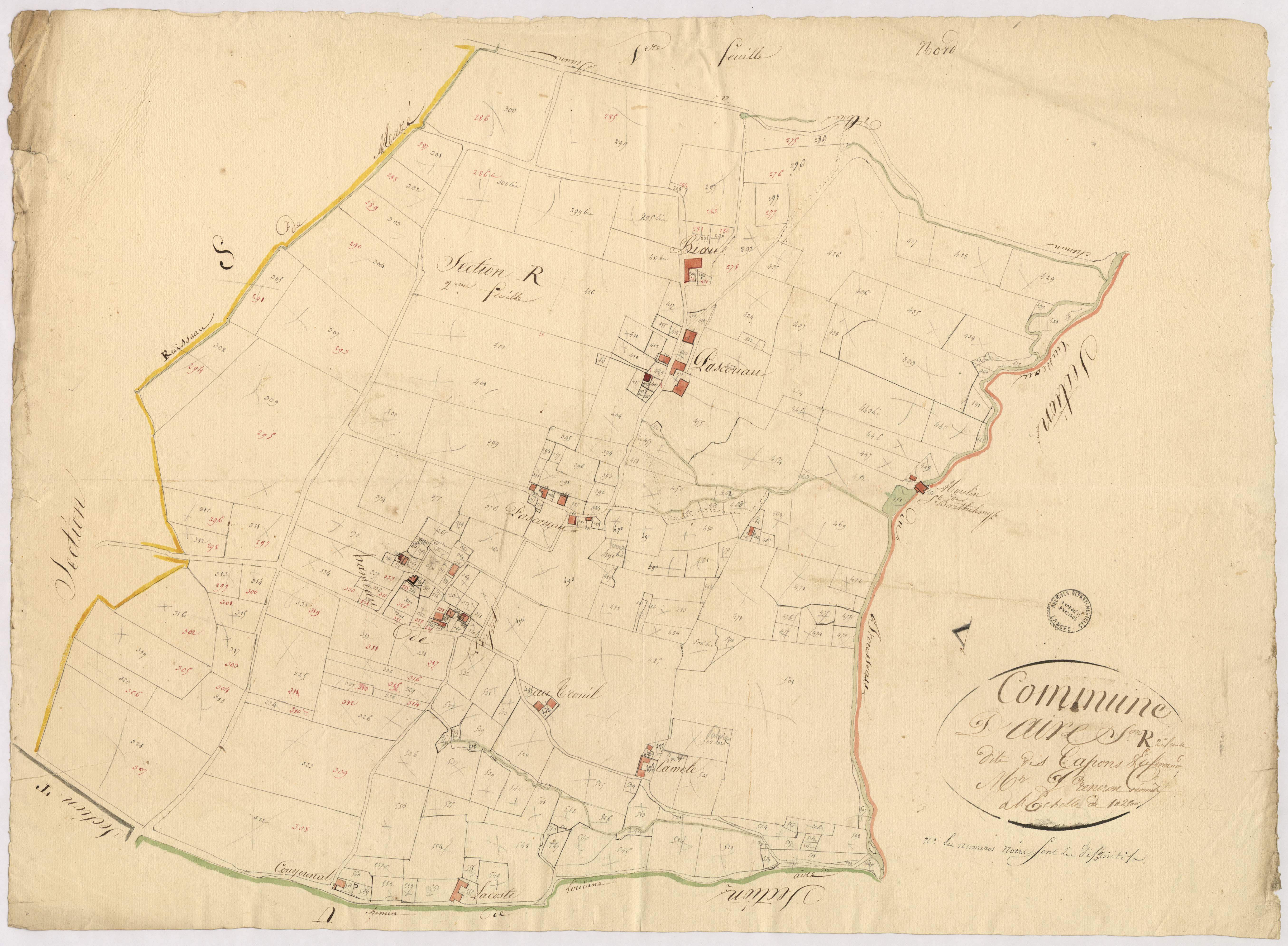 Aire-sur-l'Adour - Section R, dite des Capons et de Ferrande, 2e feuille, par Préneron géomètre