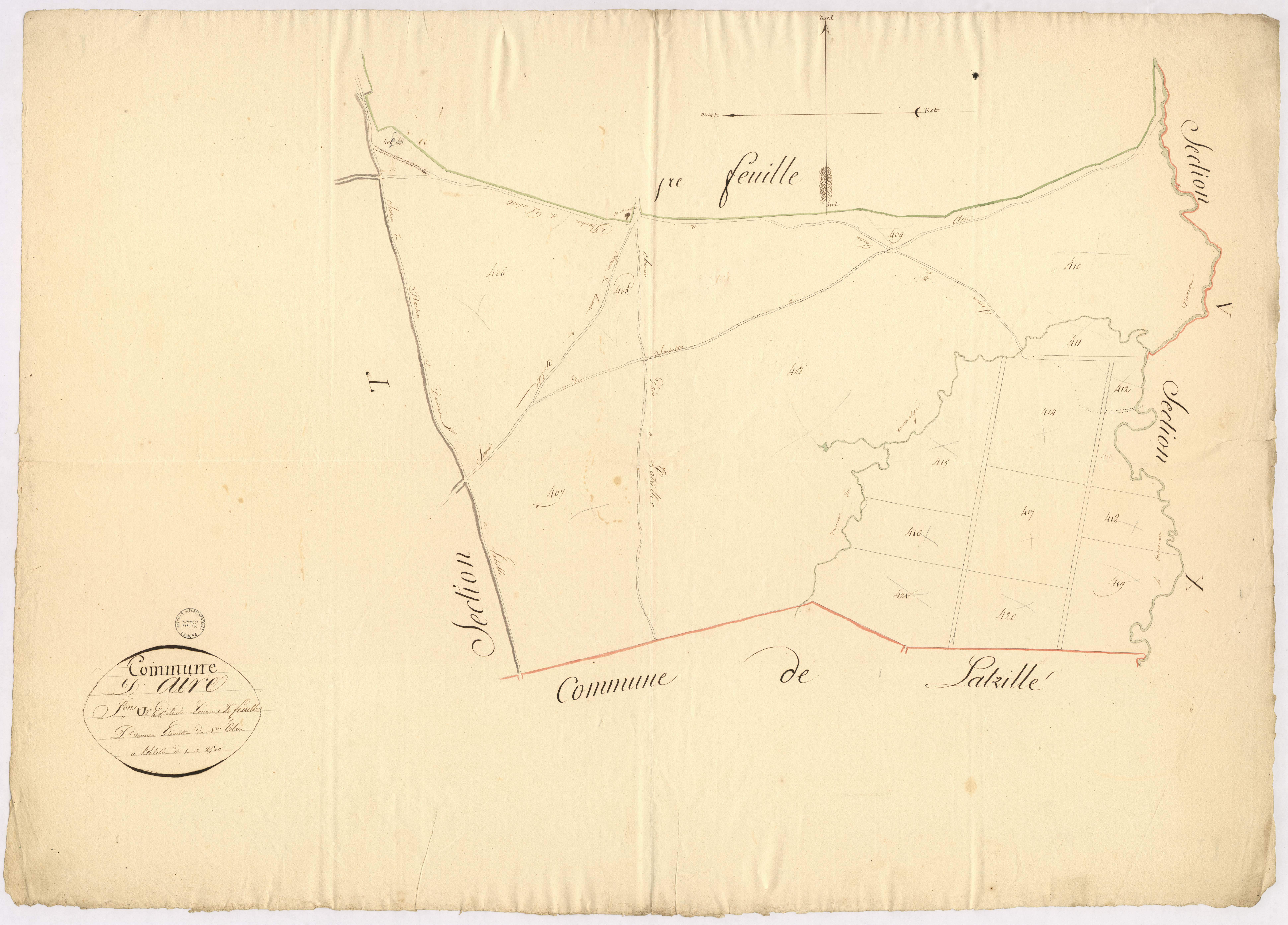 Aire-sur-l'Adour - Section U, dite de Lourine, 2e feuille, par Préneron géomètre