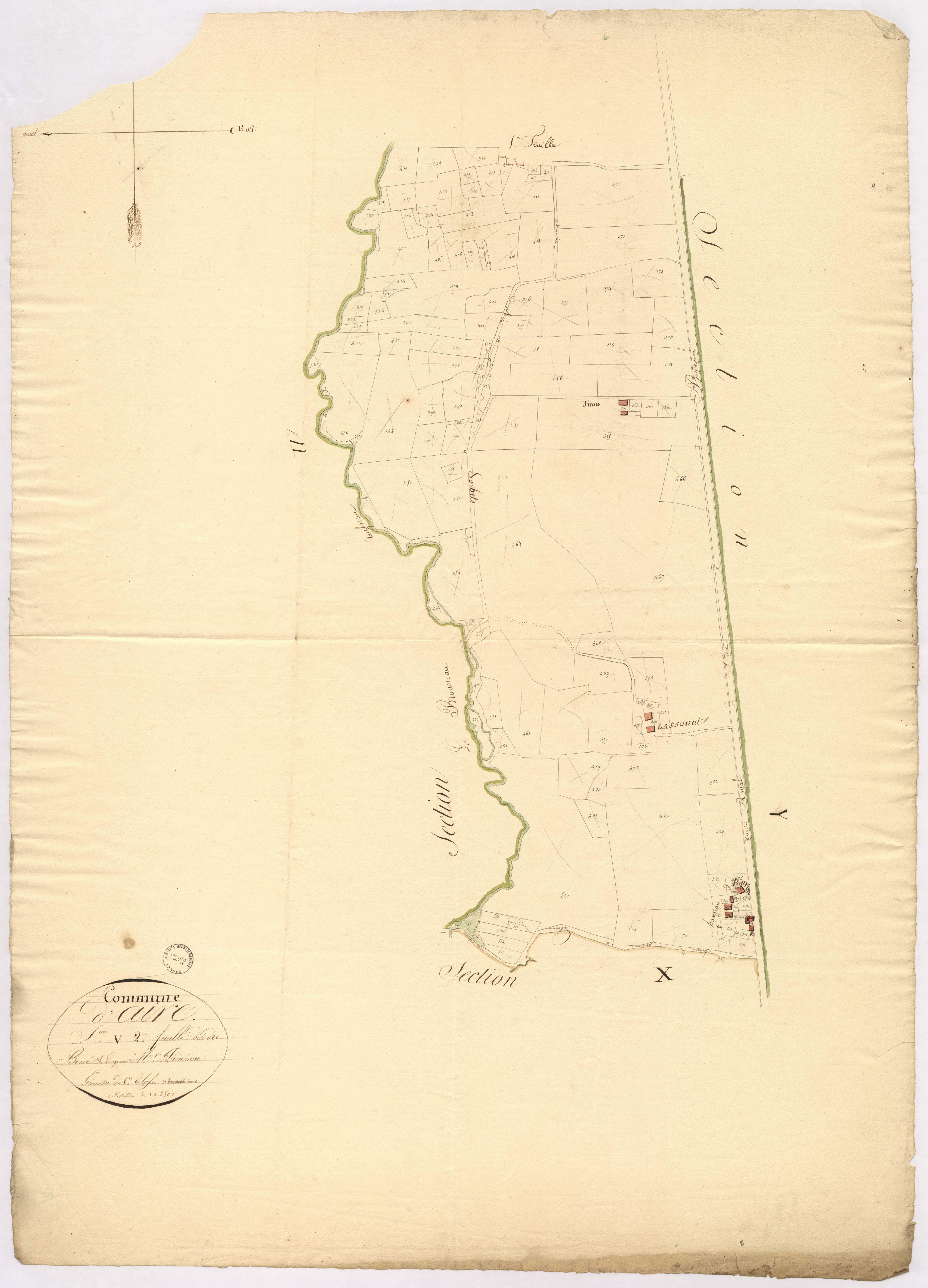 Aire-sur-l'Adour - Section V, dite du Boué de Larquerat, 2e feuille, par Préneron géomètre