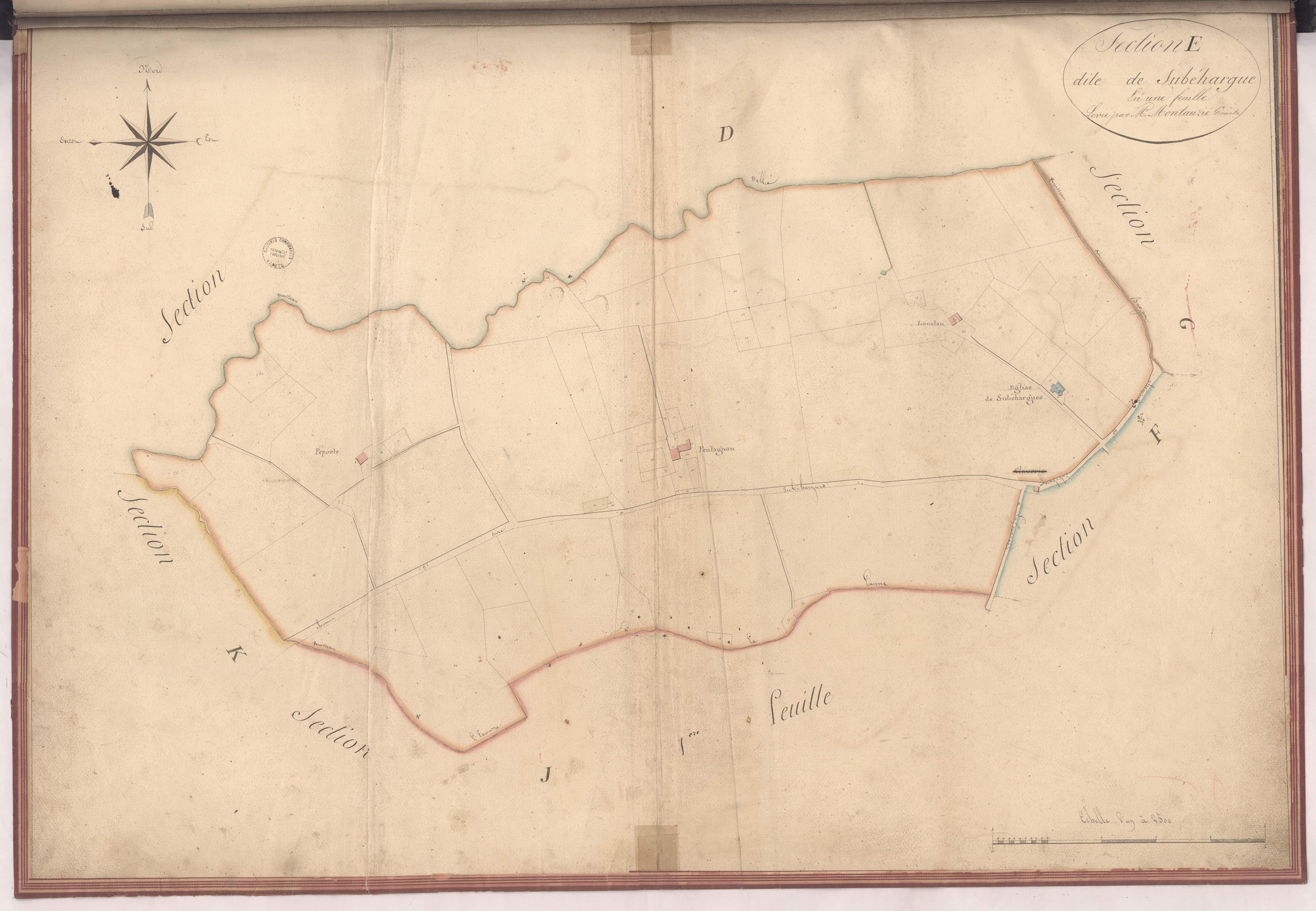 Aire-sur-l'Adour - Section E, dite de Subéhargue, par Montauzié géomètre