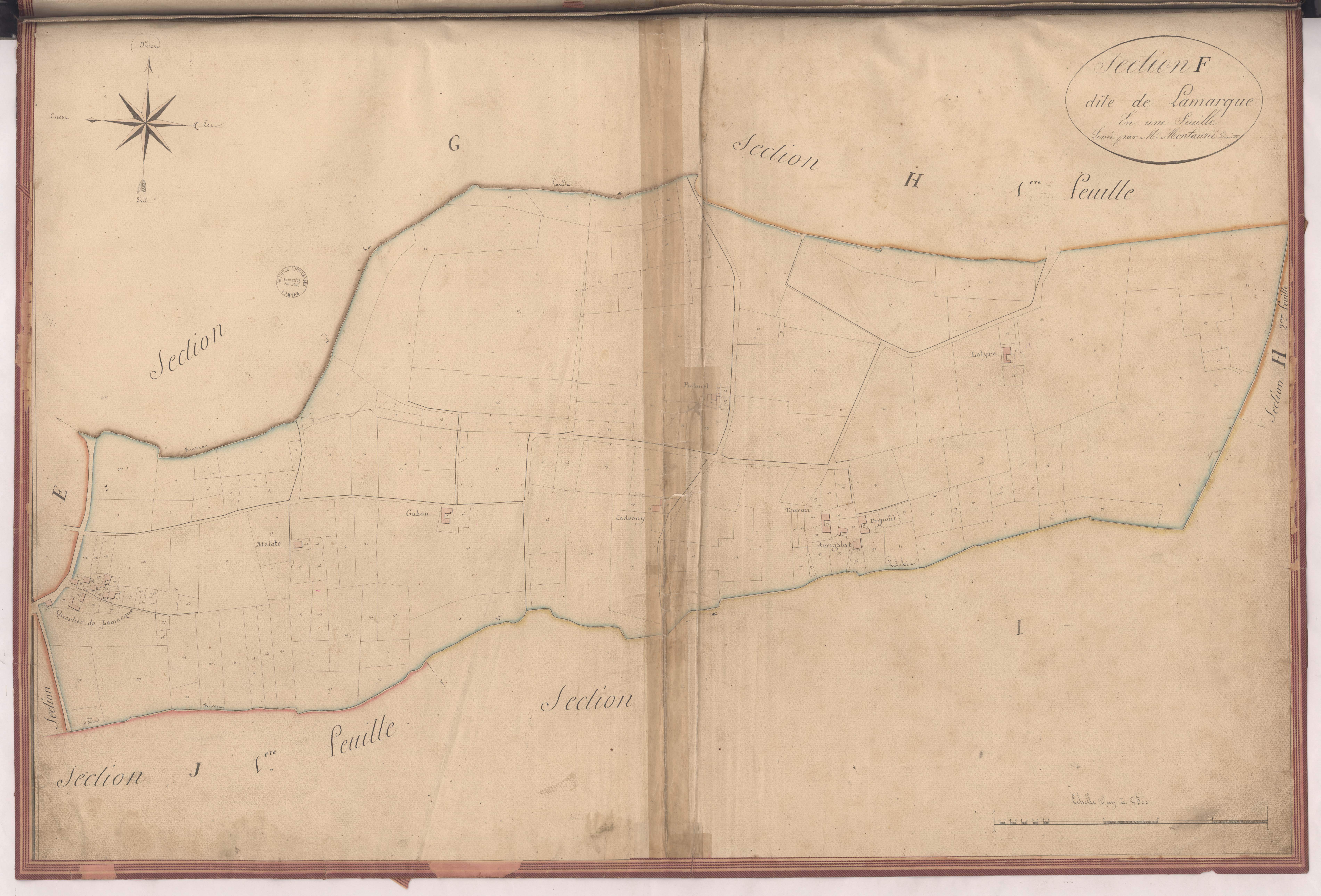 Aire-sur-l'Adour - Section F, dite de Lamarque, par Montauzié géomètre