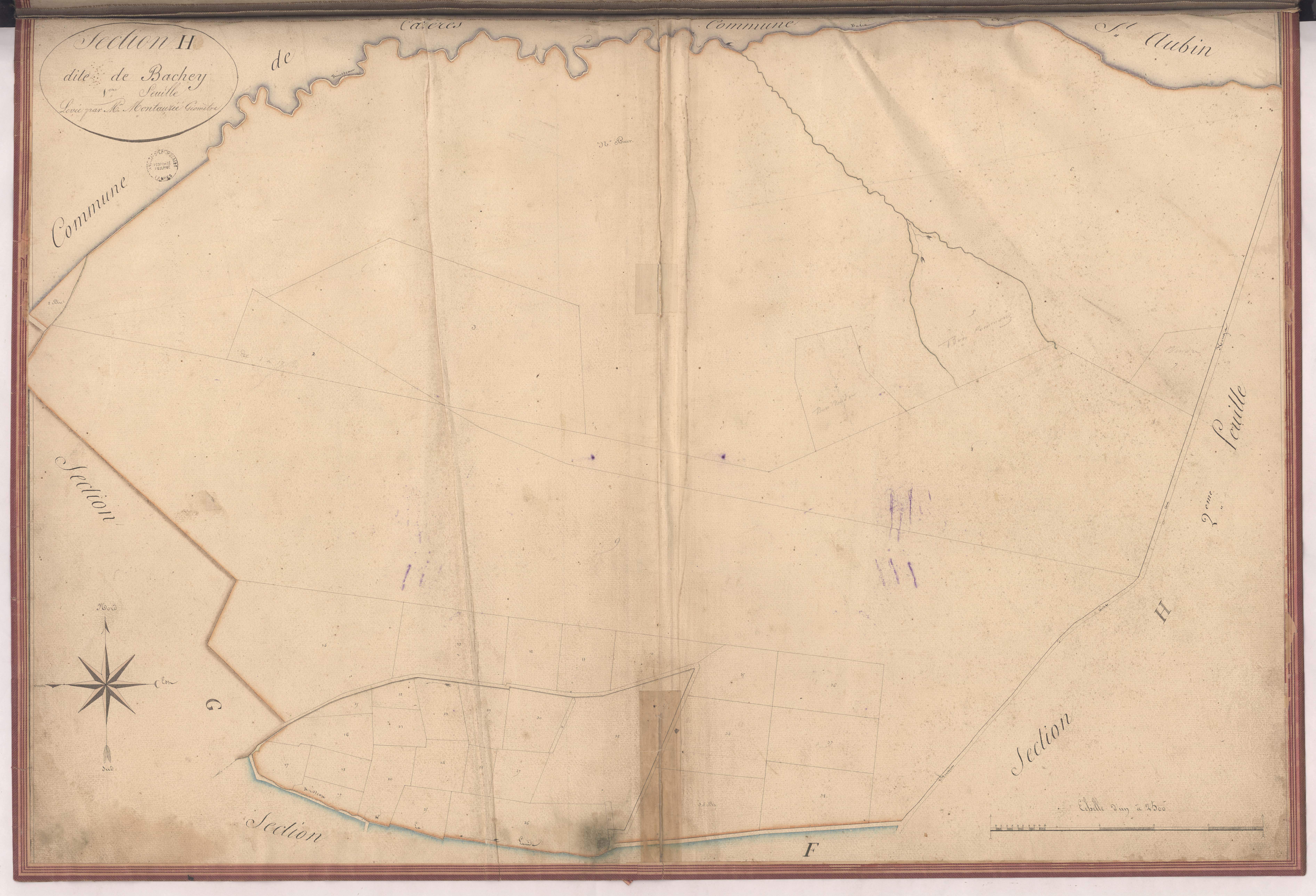 Aire-sur-l'Adour - Section H, dite de Bachey, 1re feuille, par Montauzié géomètre