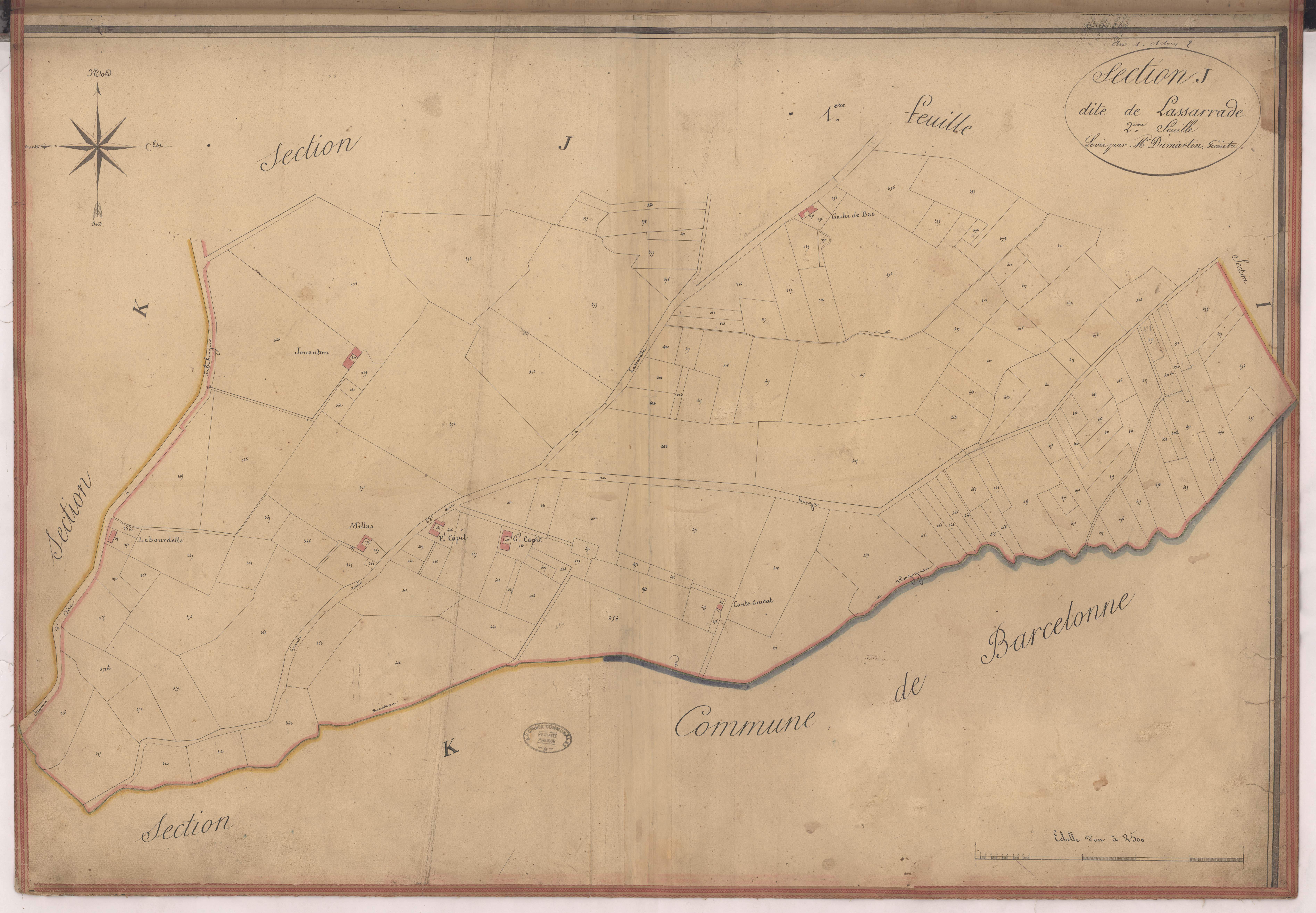 Aire-sur-l'Adour - Section J, dite de Lassarrade, 2e feuille, par Dumartin géomètre
