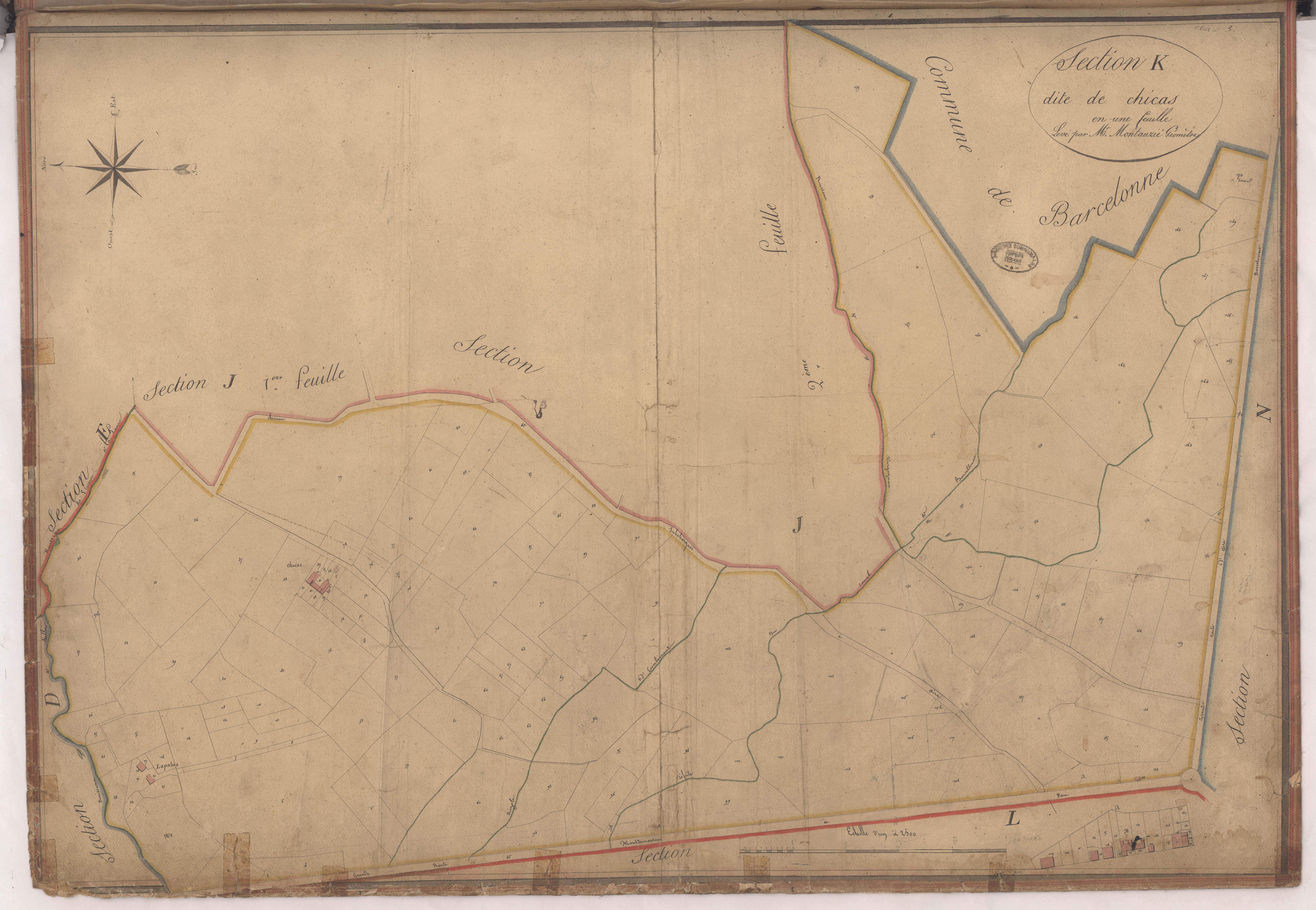 Aire-sur-l'Adour - Section K, dite de Chicas, par Montauzié géomètre