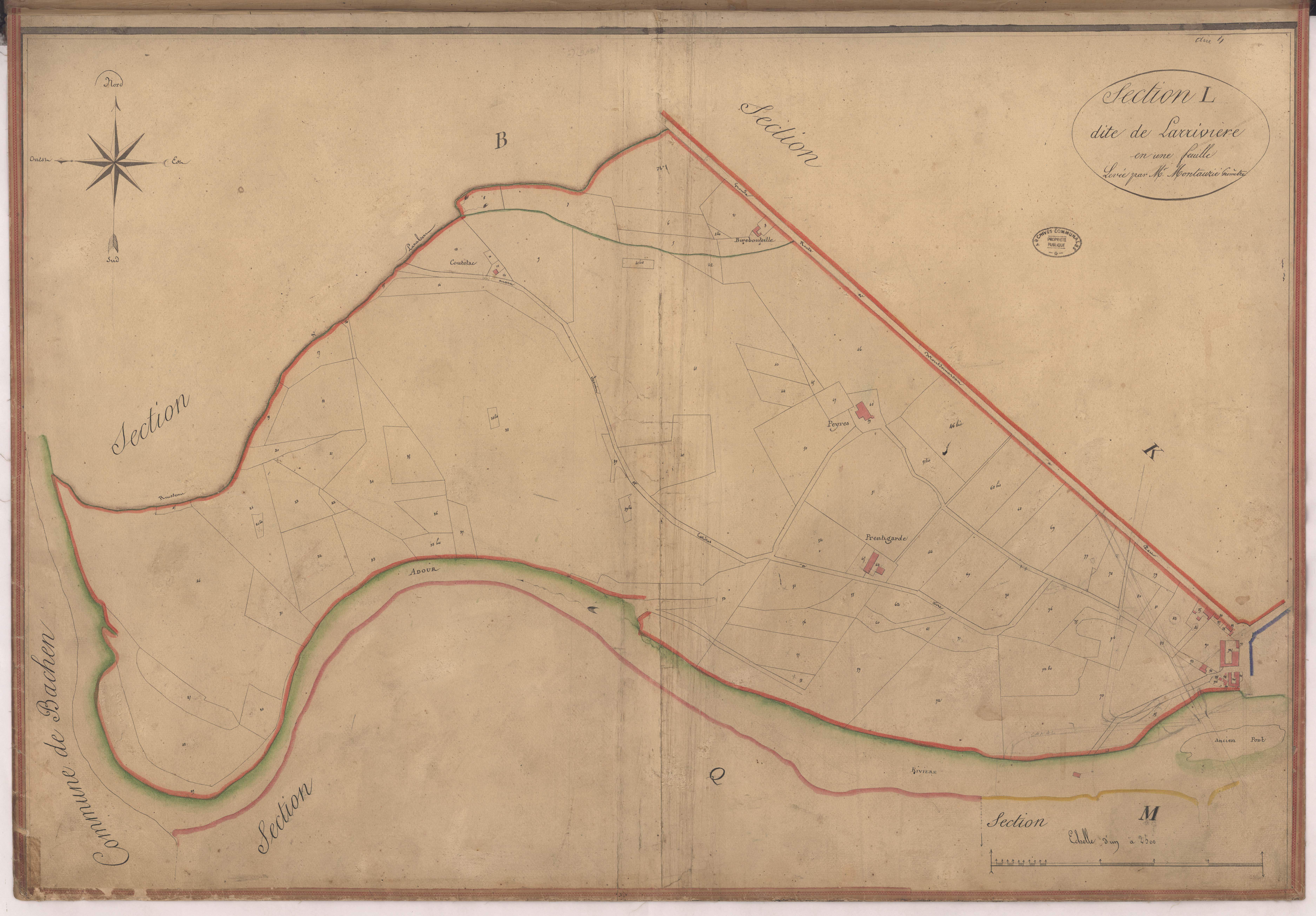 Aire-sur-l'Adour - Section L, dite de Larrivière, par Montauzié géomètre