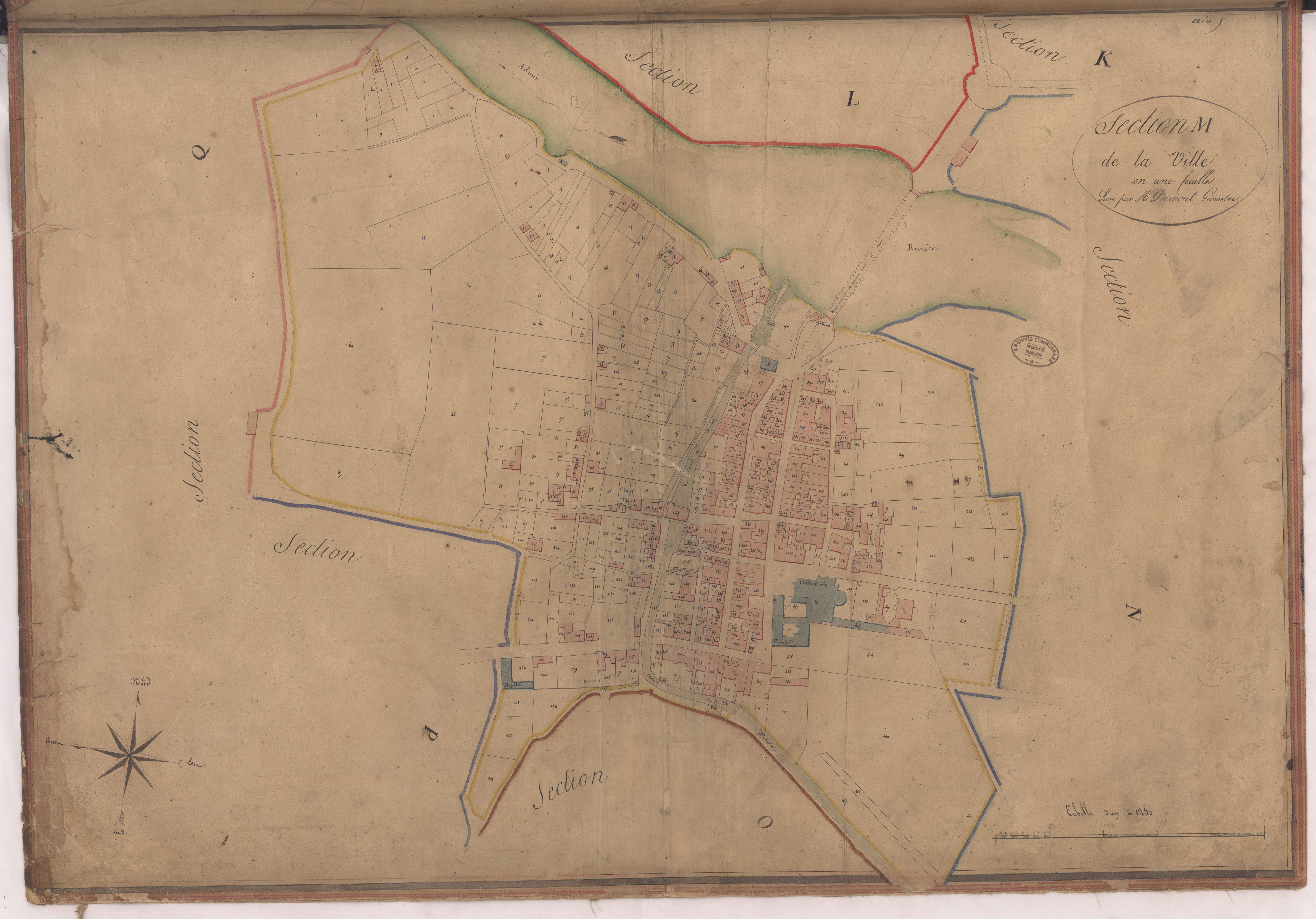 Aire-sur-l'Adour - Section M, dite de la Ville, par Dumont géomètre
