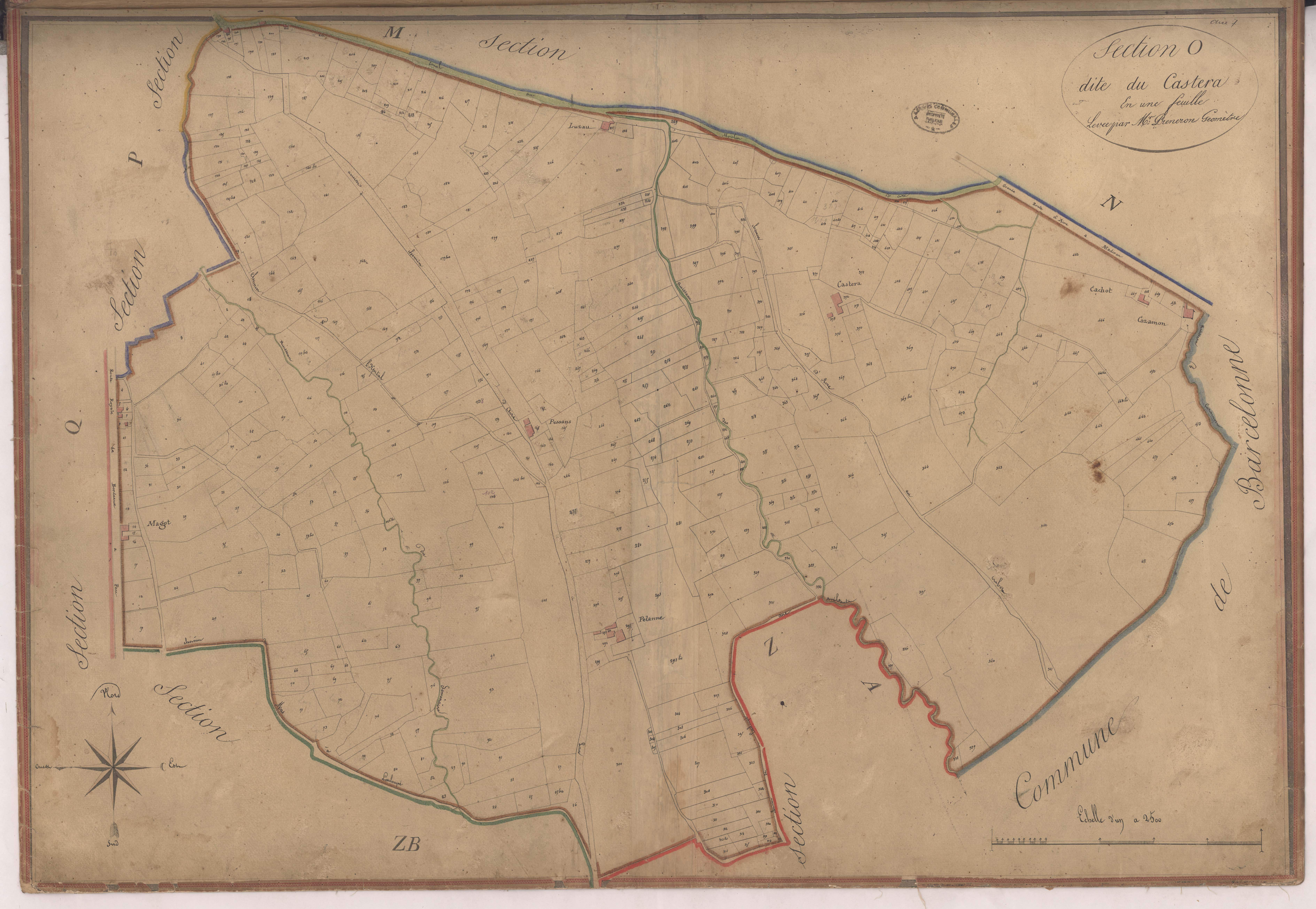 Aire-sur-l'Adour - Section O, dite du Castera, par Préneron géomètre