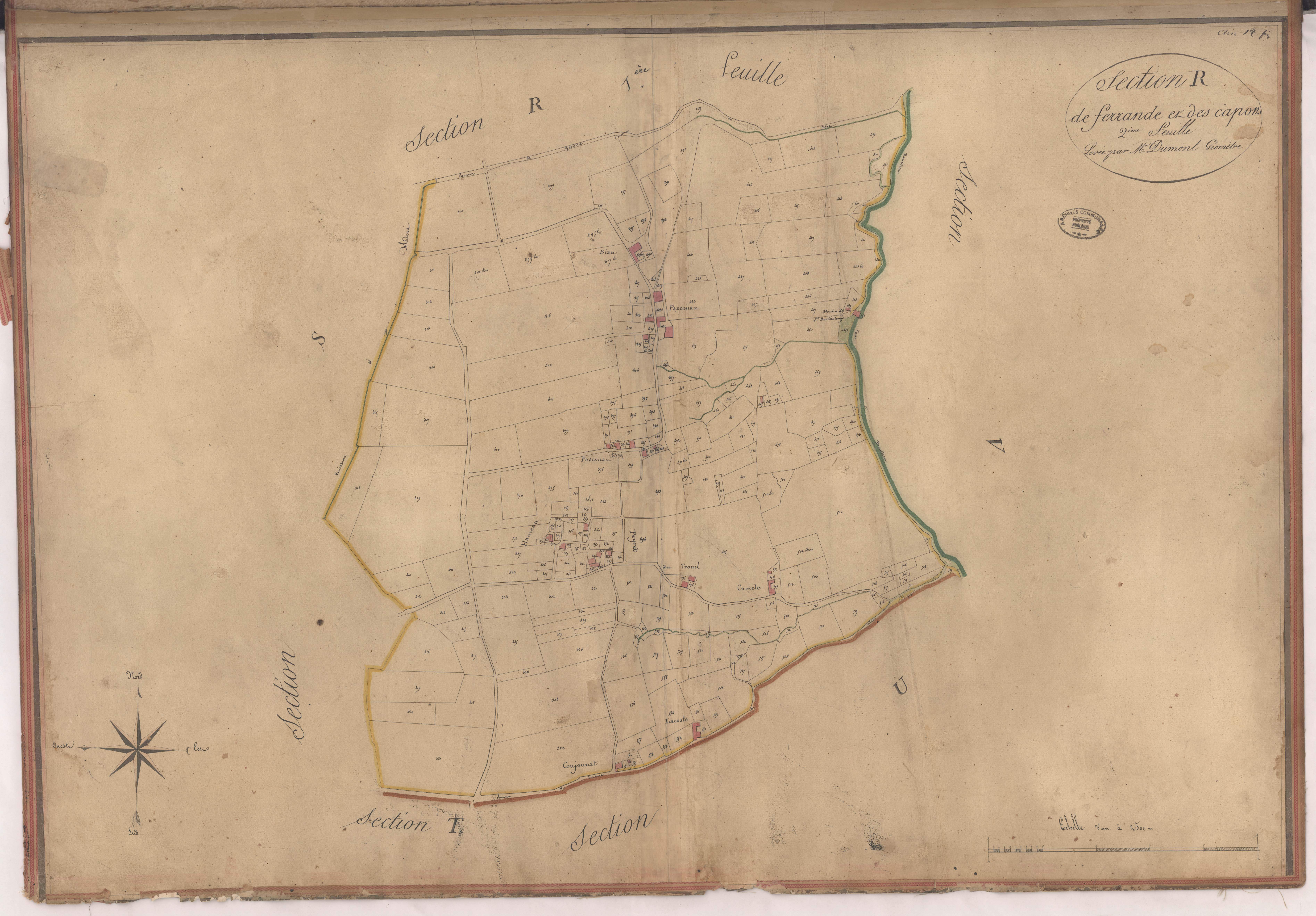 Aire-sur-l'Adour - Section R, dite de Ferrande et des Capons, 2e feuille, par Dumont géomètre