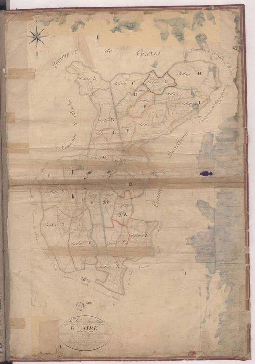 Aire-sur-l'Adour - Plan cadastral parcellaire de la commune d'Aire, par de Comeau et Dumont, géomètres