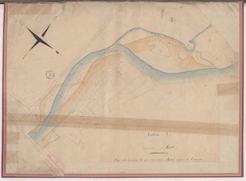 Aire-sur-l'Adour - Section N, plan du nouveau lit que s'est creusé l'Adour depuis le cadastre