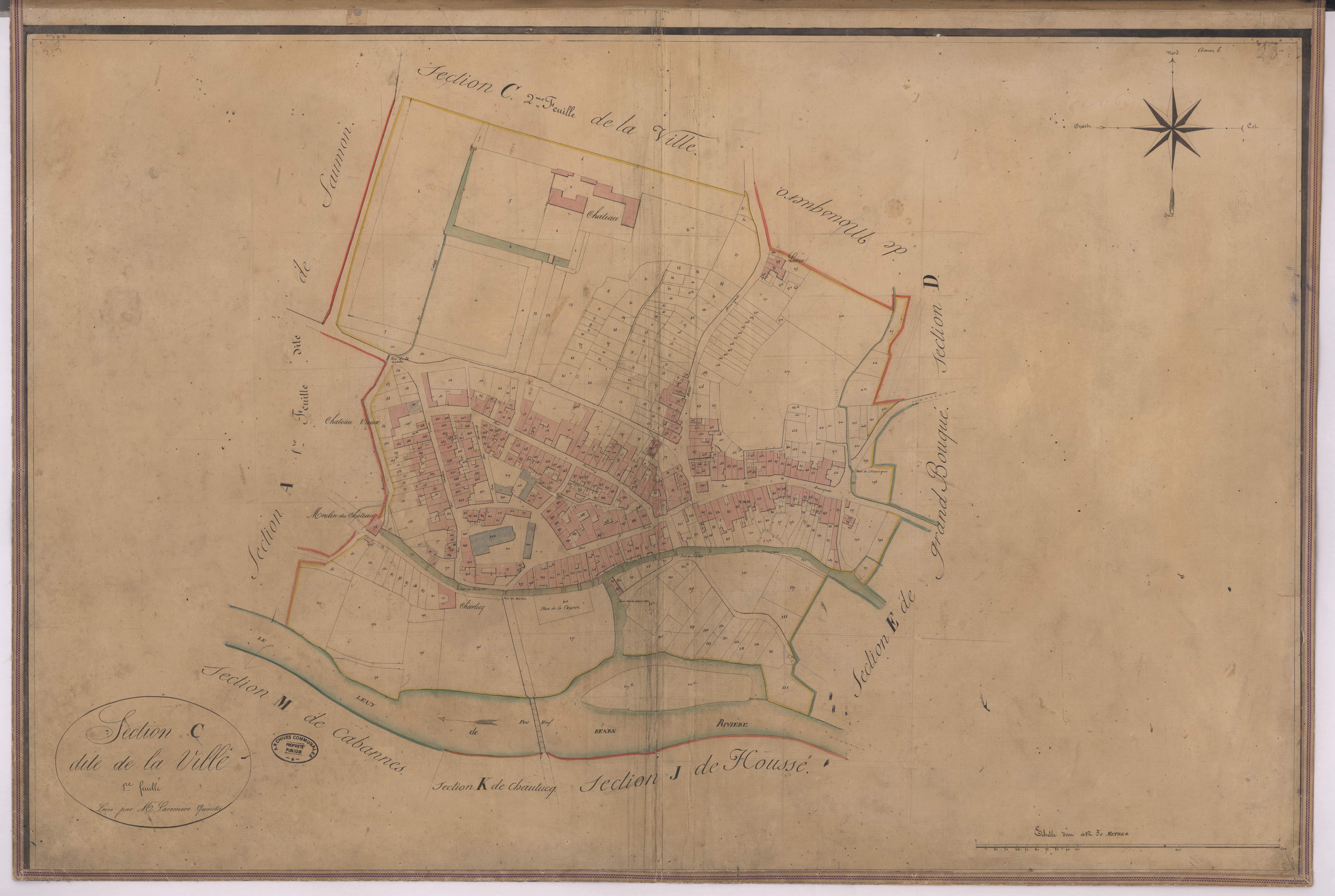 Amou - Section C, dite de la Ville, 1re feuille, par Farthouat géomètre