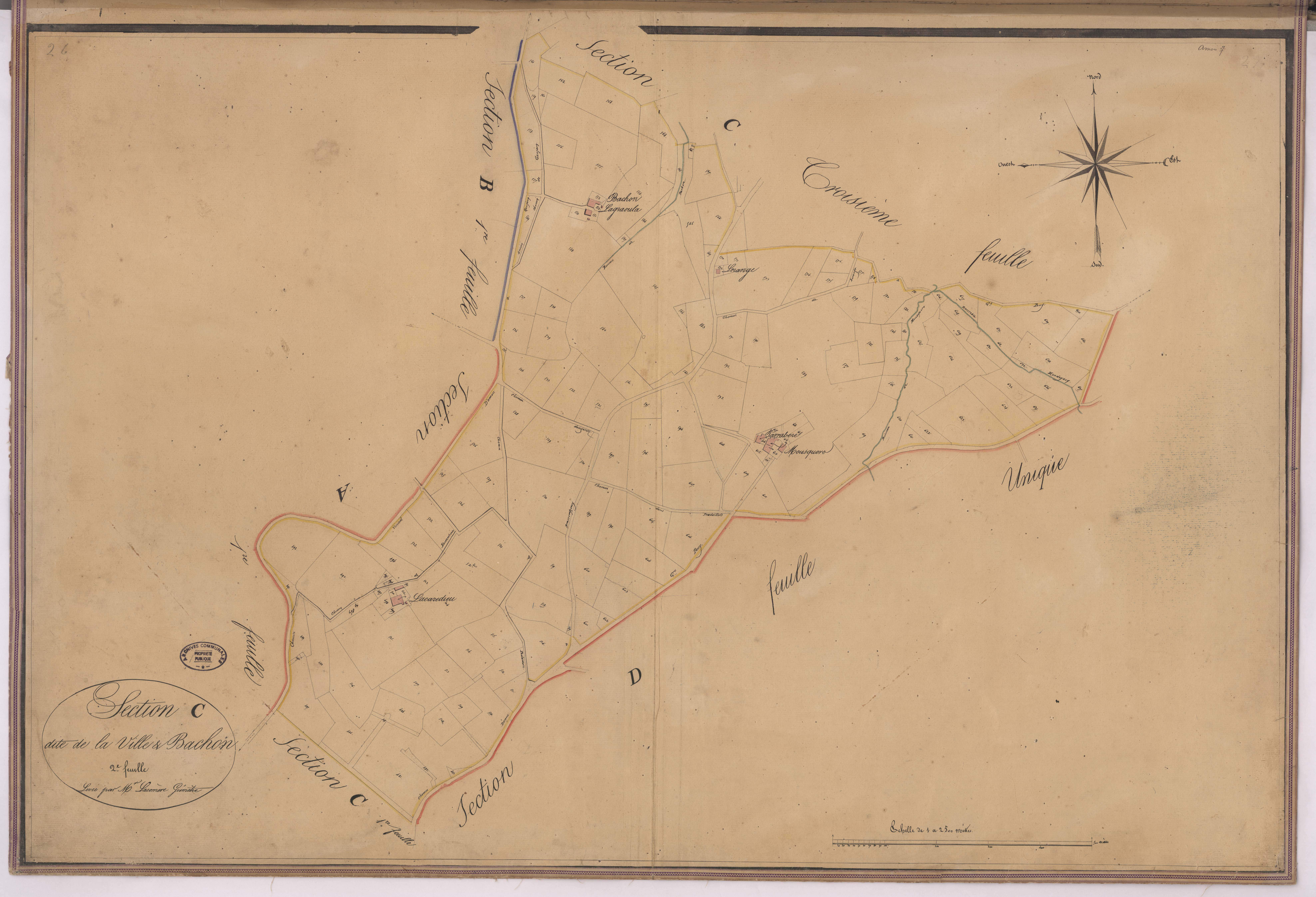 Amou - Section C, dite de la Ville, 2e feuille, par Farthouat géomètre