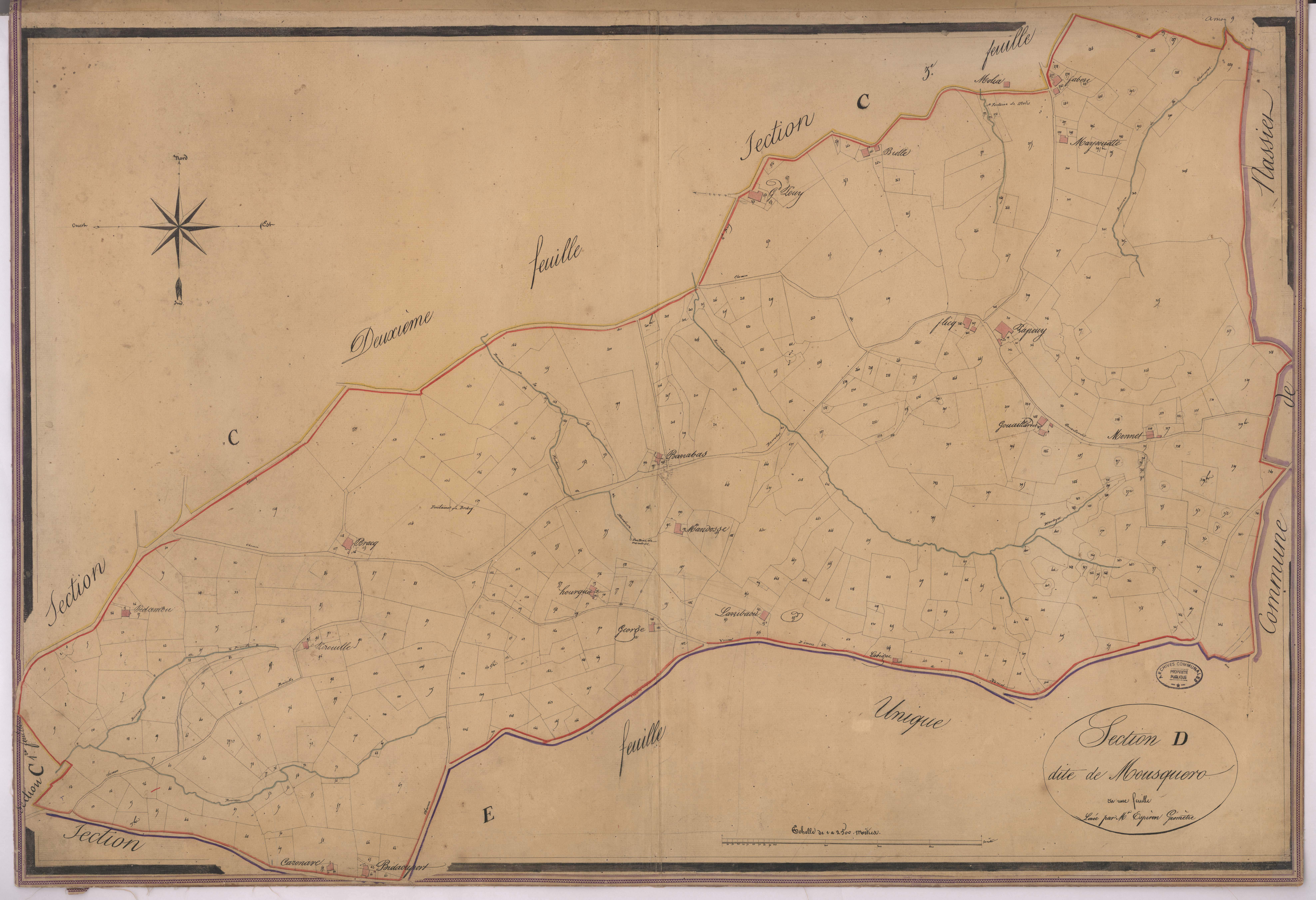 Amou - Section D, dite de Mousquero, par Espéron géomètre
