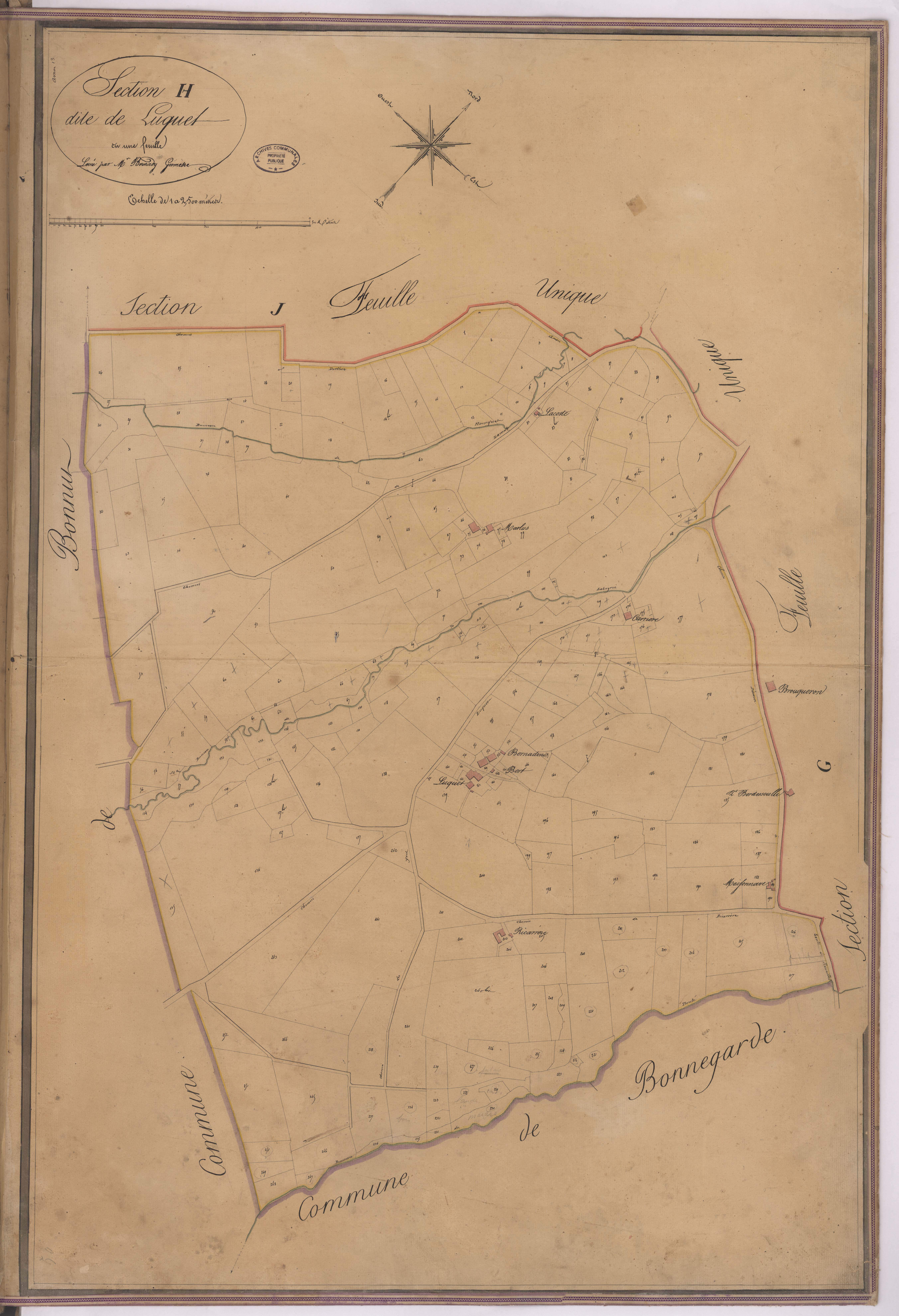 Amou - Section H, dite de Luquet, par Bernady géomètre