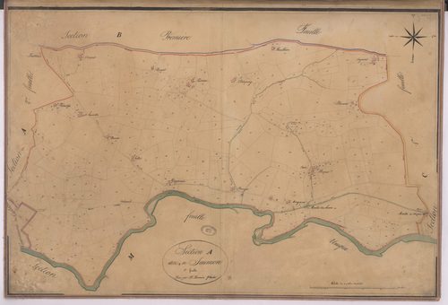 Amou - Section A, dite de Saumon, 1re feuille, par Lacomère géomètre