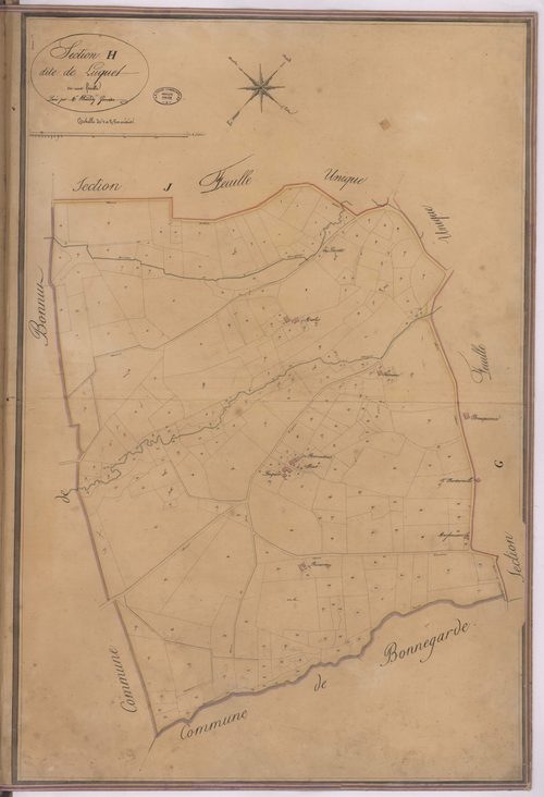 Amou - Section H, dite de Luquet, par Bernady géomètre