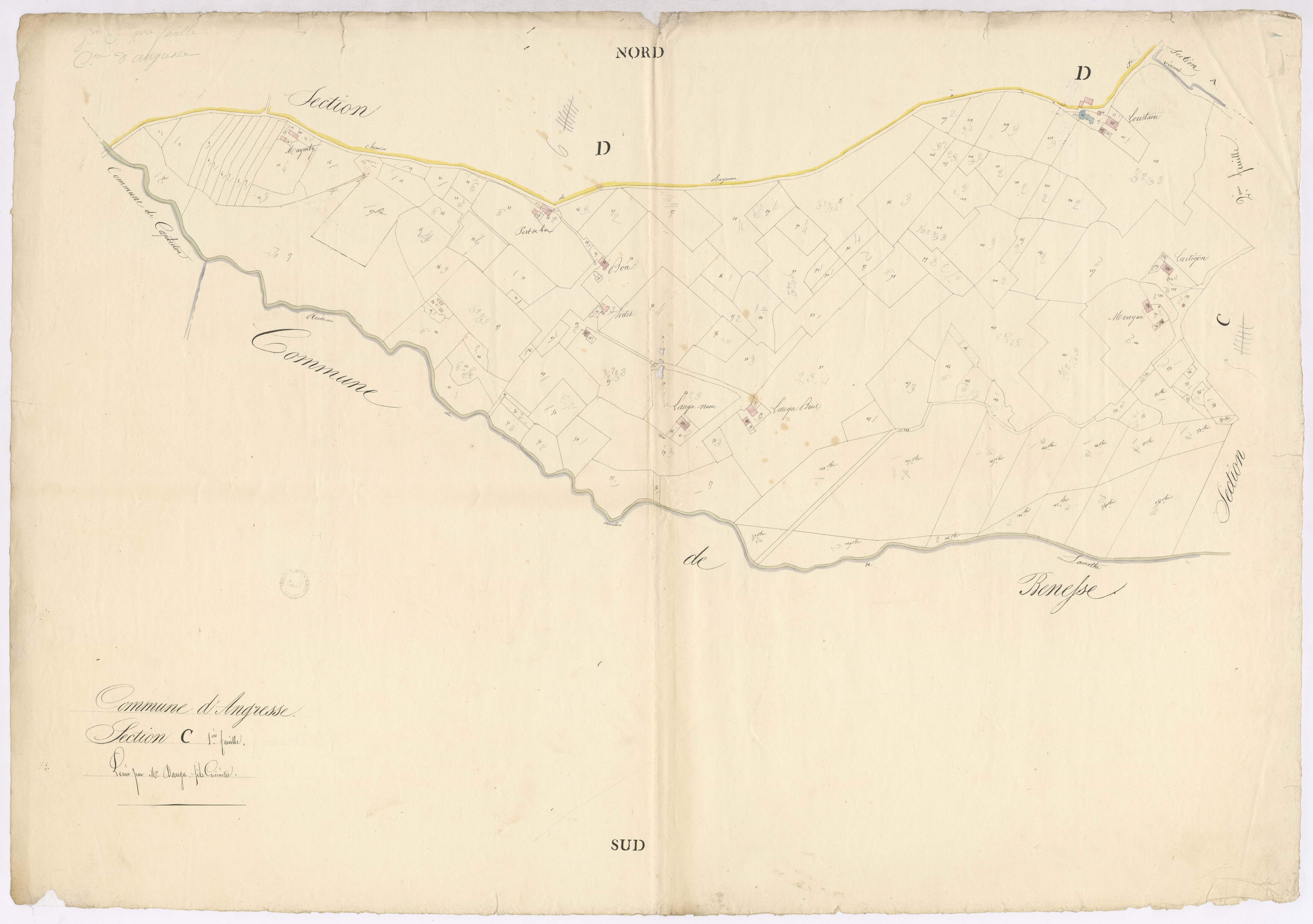 Angresse - Section C, 1re feuille, par Dauga fils géomètre