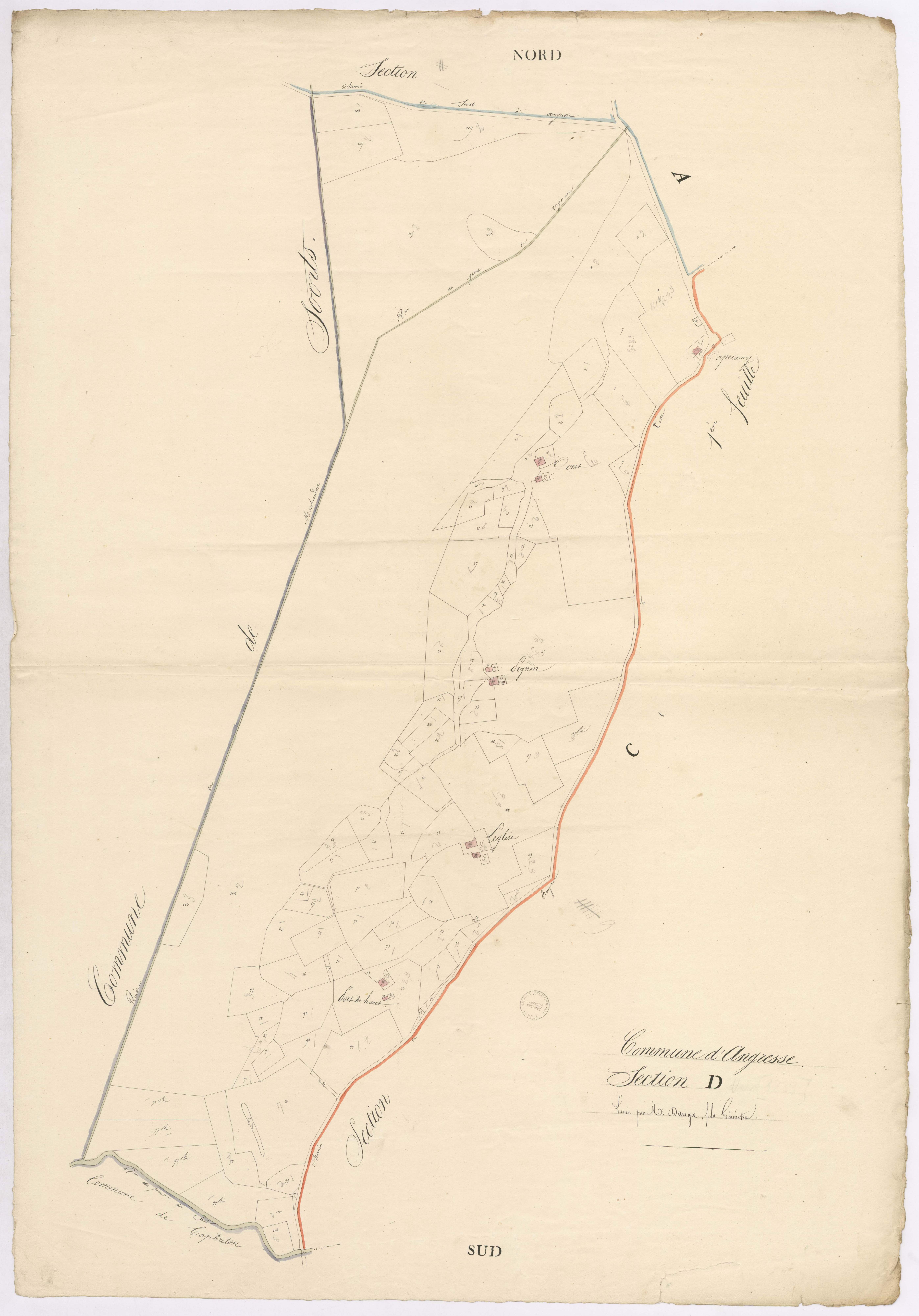 Angresse - Section D, par Dauga fils géomètre