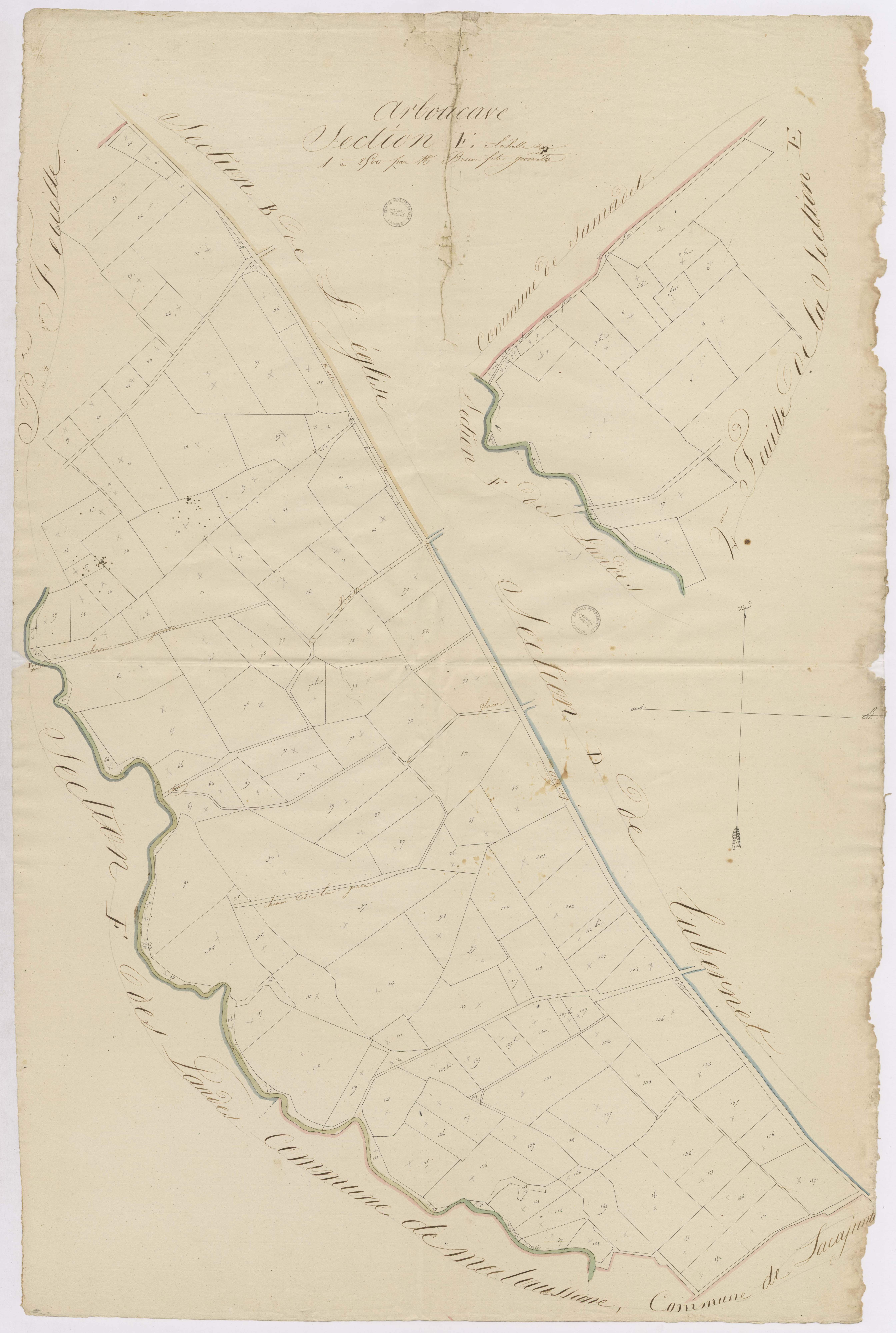Arboucave - Section E, 1re et 2e feuilles, par Brun fils géomètre