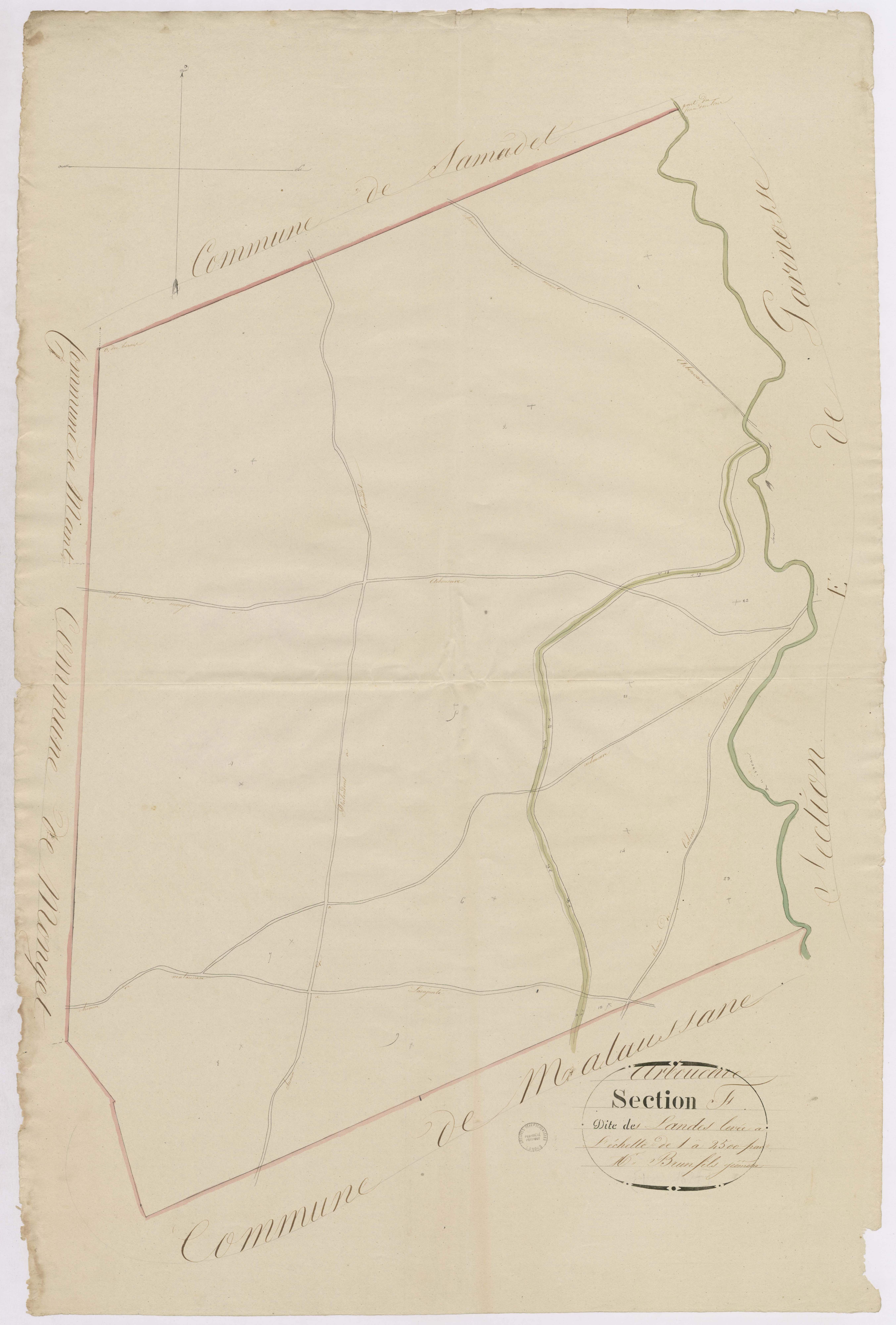 Arboucave - Section F, dite des Landes, par Brun fils géomètre